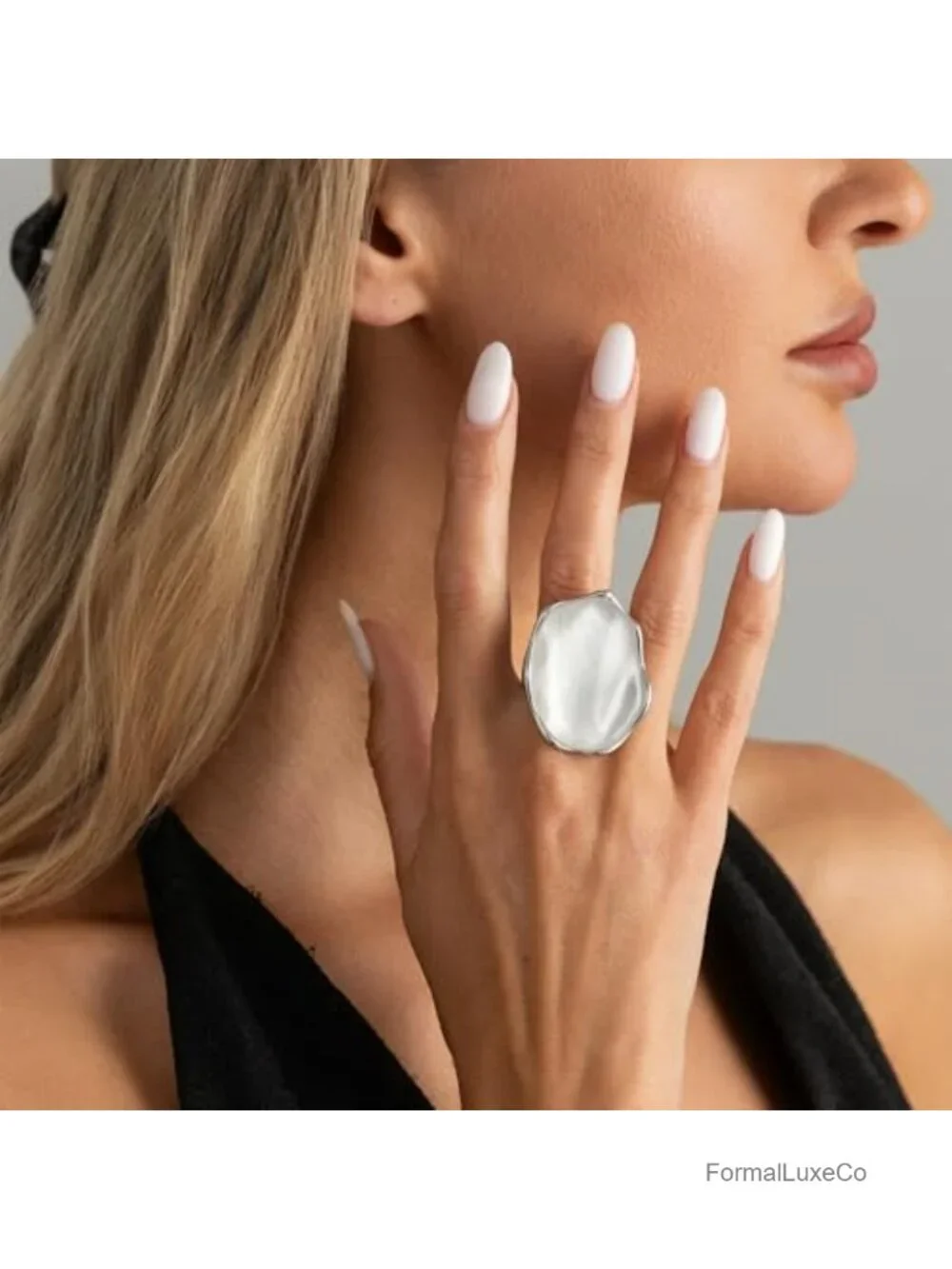 Irregular Resin Stone Chunky Statement Ring Adjustable Band